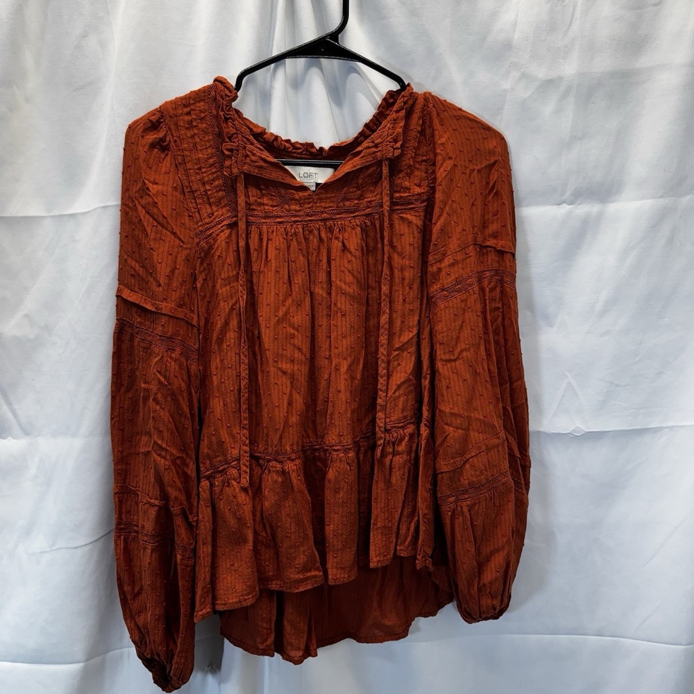Loft Peasant Style Top/Blouse ‎ Brown-Rust color   SZ Small